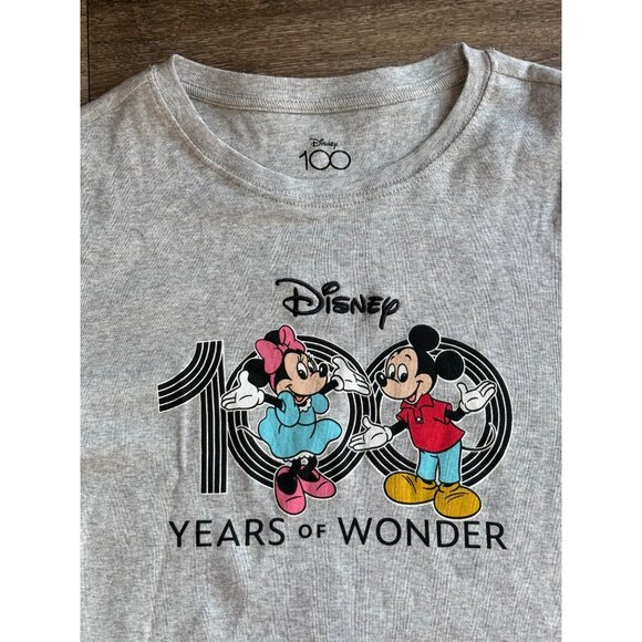 Mickey Minnie Mouse 100 Years of Wonder Disney Gray juniors LARGE Long Sleeve - Picture 2 of 7